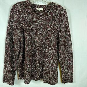 Madewell Firelight Wool Alpaca Blend Cable Knit Pullover Sweater Burgundy,Gray M